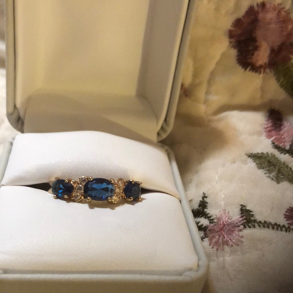 Sapphire blue with cubic zirconias size 9
